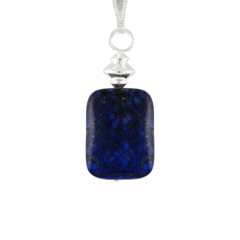Lapis Lazuli small Blue Rectangular Necklace - a rich Blue Gemstone