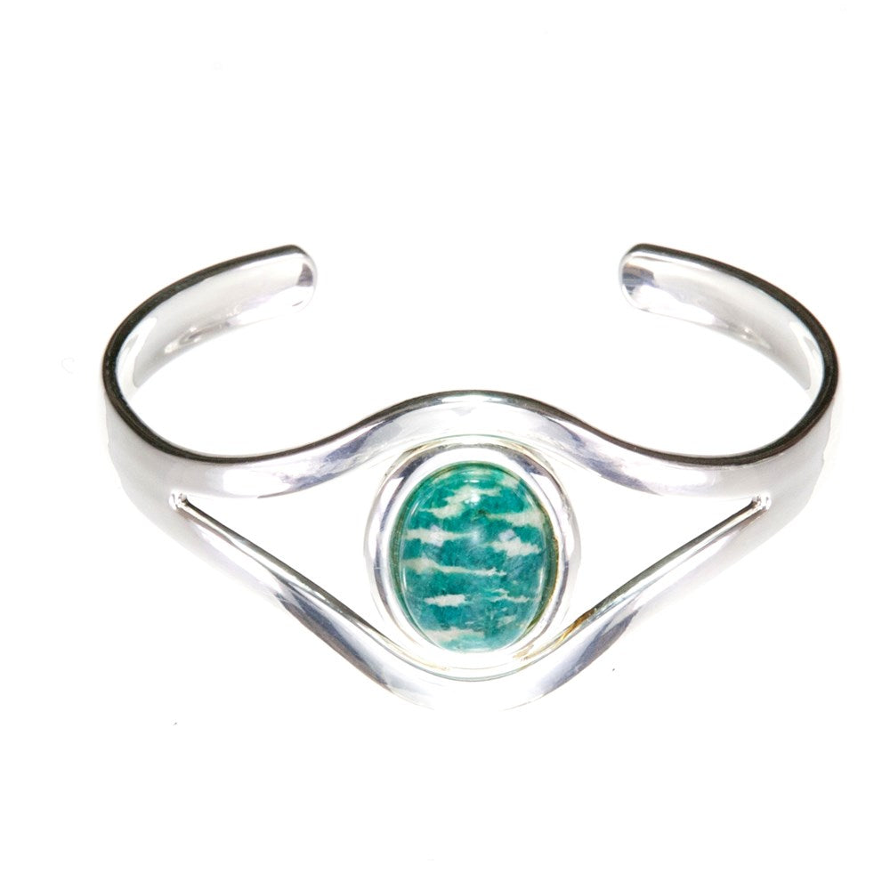  Amazonite turquoise silver plated bangle, bracelet, cuff, with 18 x 13mm amazonite cabochon 