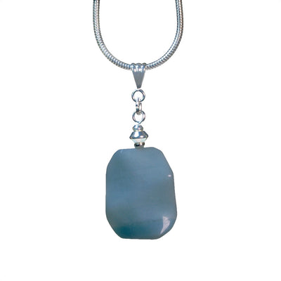 Amazonite pale turquoise necklace with gentle wave like texture.