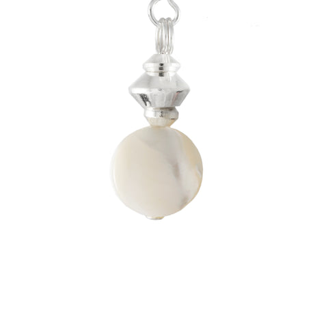 Mother of Pearl Cream Drop Earrings with Silver Plated Detail and Earring Hooks