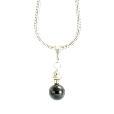 Hematite Grey Small Globe Necklace with Silver Plated Snake Chain