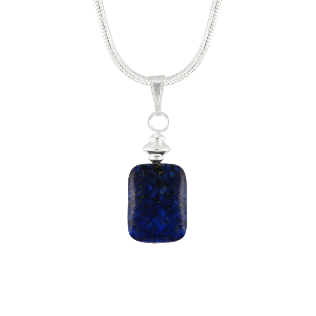 Lapis Lazuli small Blue Rectangular Gemstone Necklace