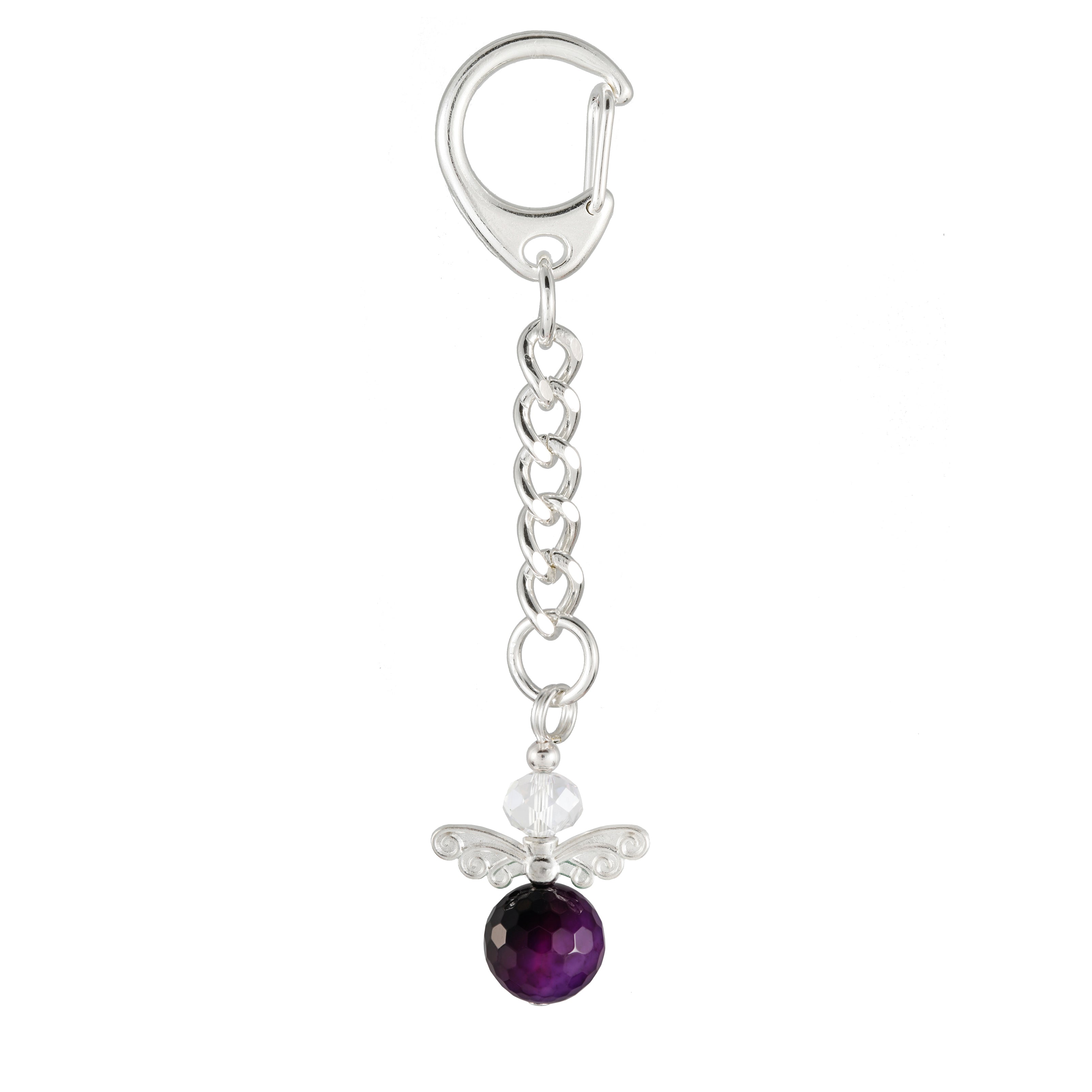 Purple Agate Angel Keyring - Handbag Charm
