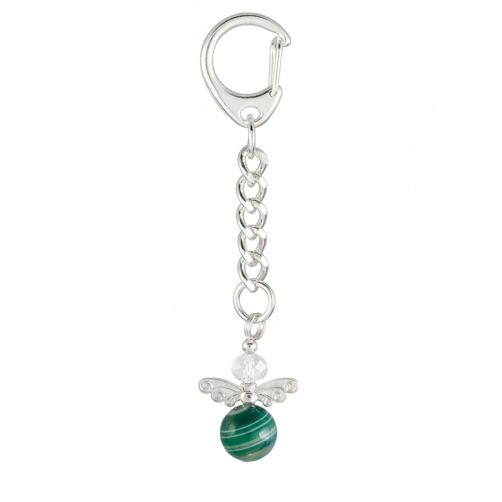 Green Agate Angel Keyring - Handbag Charm