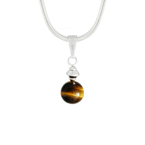 Tiger's Eye Small Golden Brown Round Necklace