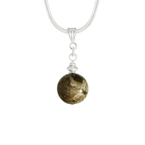 Rhyolite Green Globe Necklace - Also called Rainforest Jasper