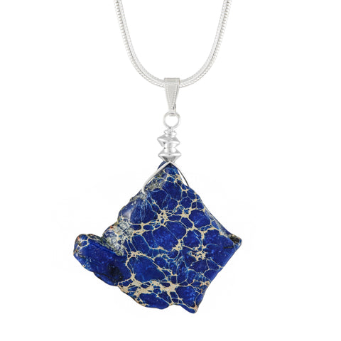 Jasper Necklace With Blue Tinted Irregular Shaped Stone