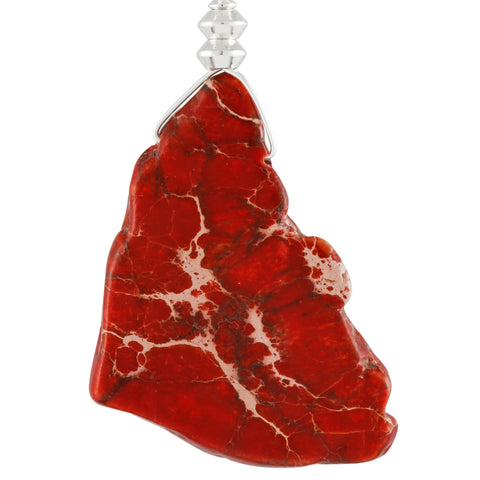 Irregular Shaped Jasper Stone Necklace With Red Tint