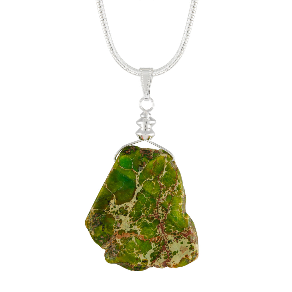 Green Jasper Necklace With Irregular Shaped Stone